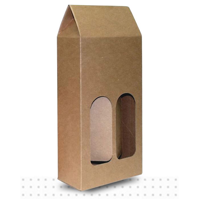WINE BOX DBLE Window Brown 50/ctn 380x160x85